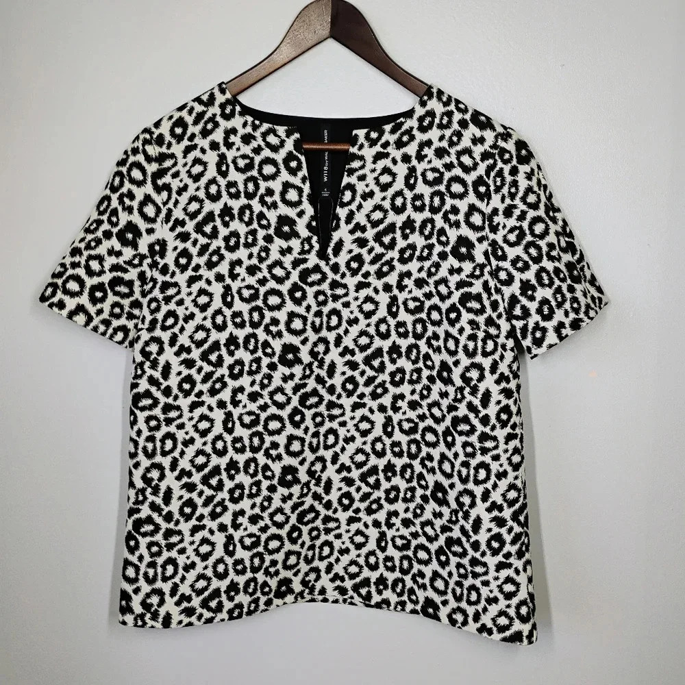 W118 by Walter Baker Randi Leopard Print Jacquard Career Blouse Size Small